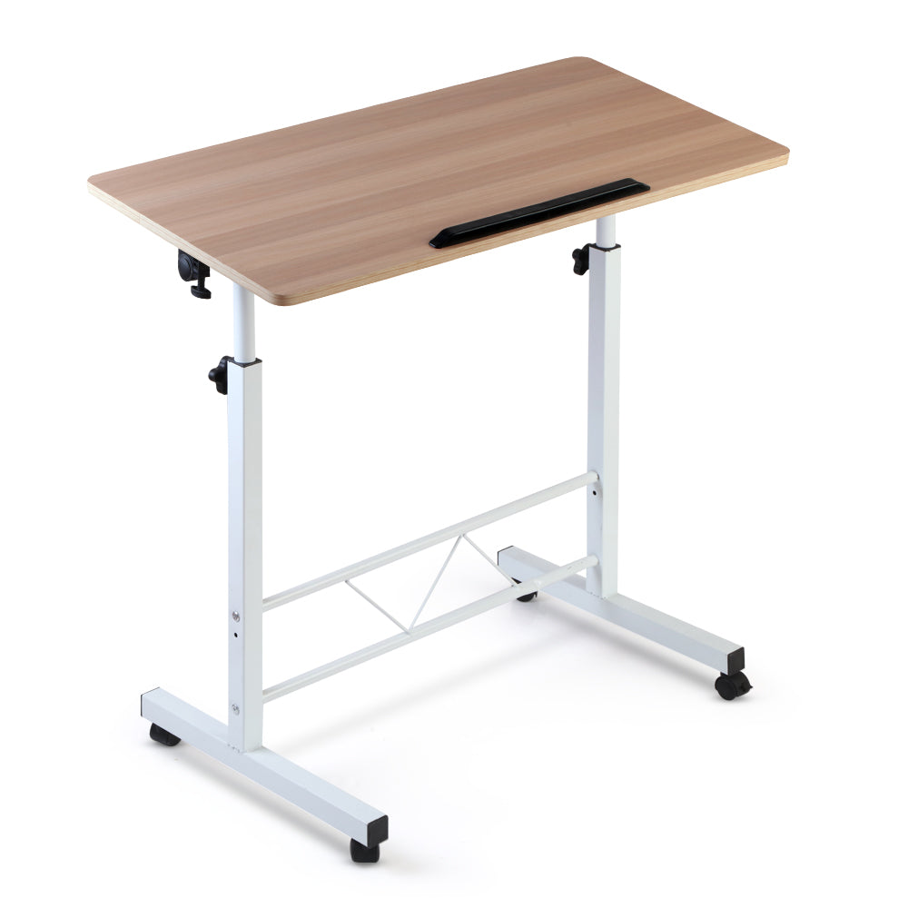 Artiss Laptop Desk Table Adjustable 80CM Light Wood-0