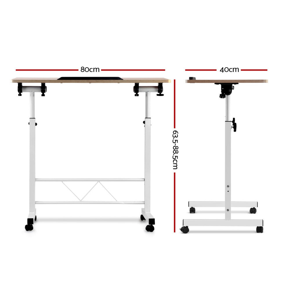 Artiss Laptop Desk Table Adjustable 80CM Light Wood-1