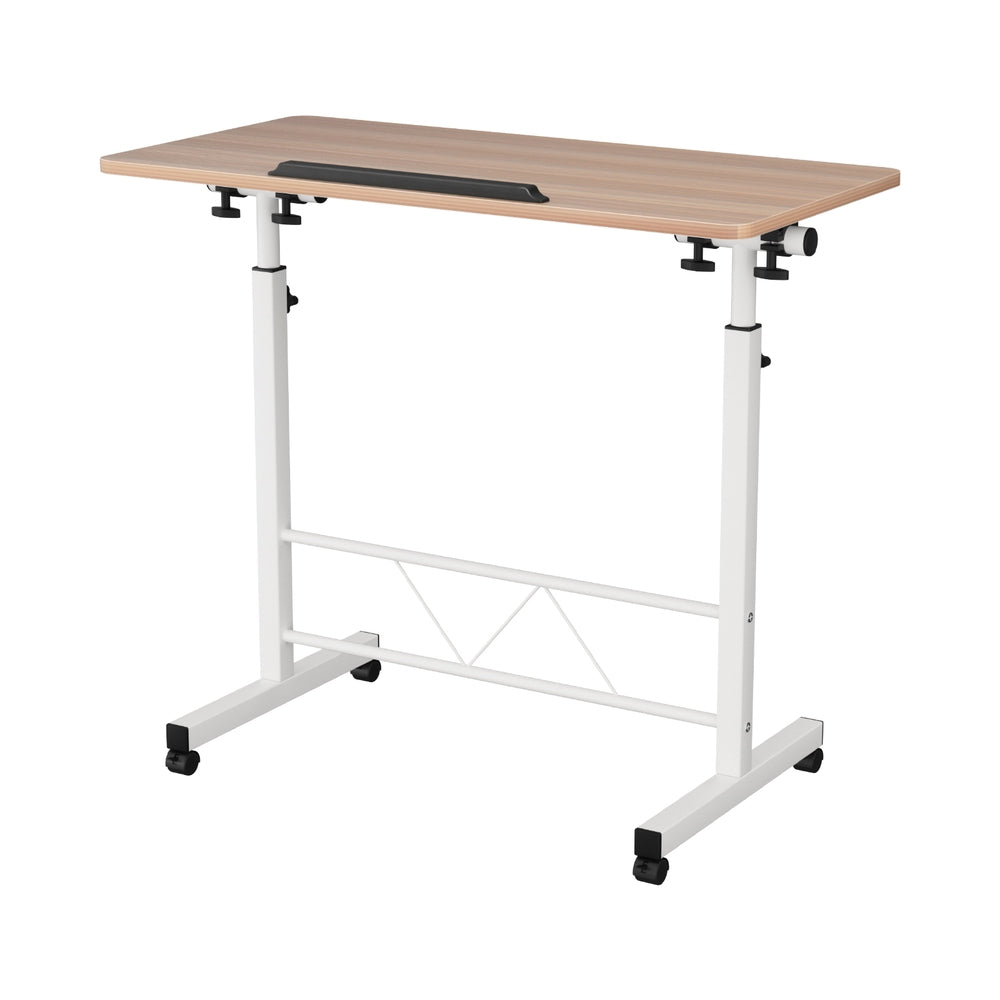 Artiss Laptop Desk Table Adjustable 80CM Light Wood-2