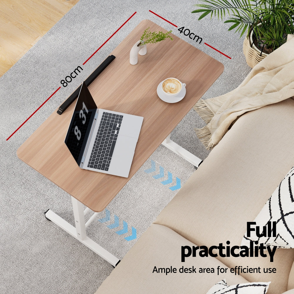 Artiss Laptop Desk Table Adjustable 80CM Light Wood-3