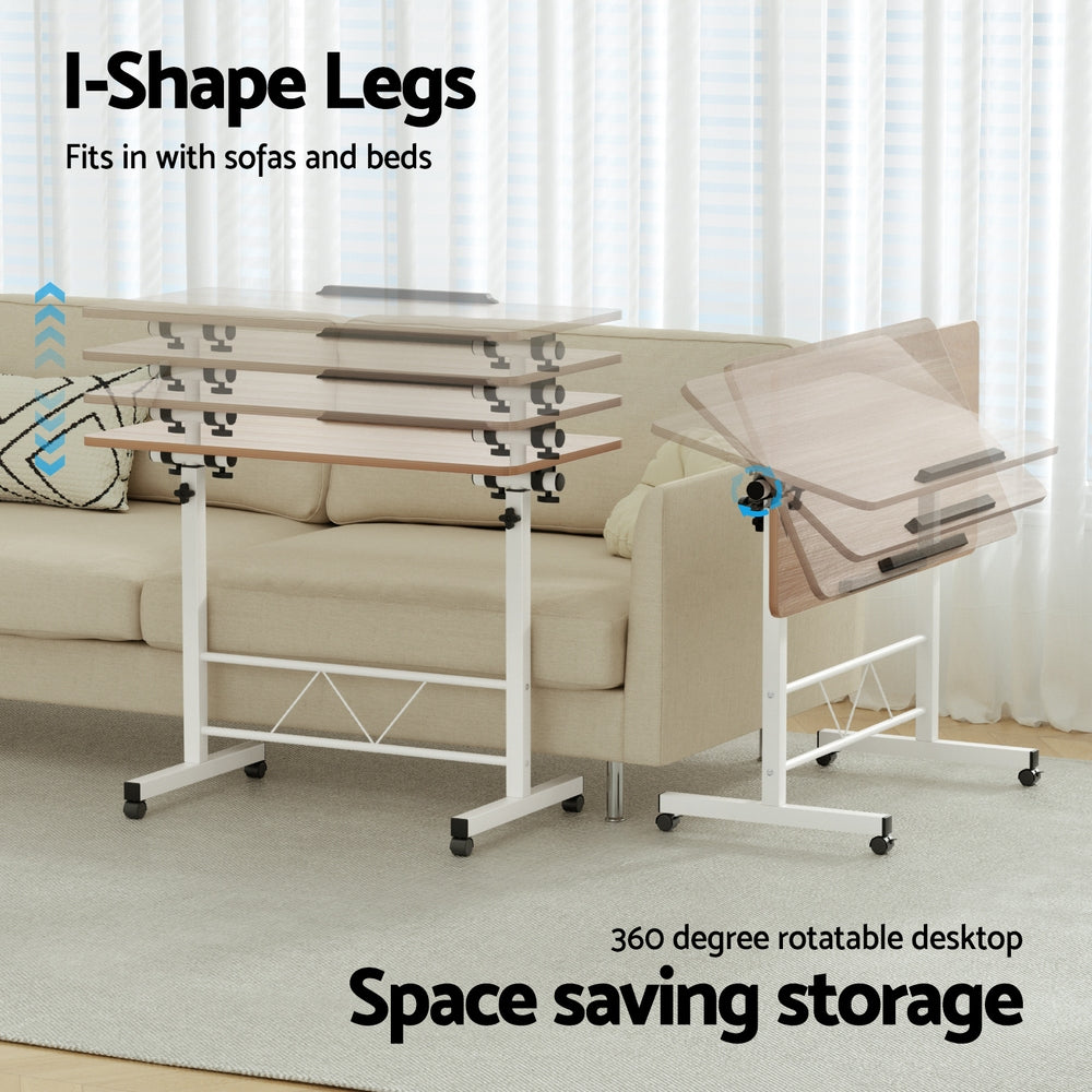 Artiss Laptop Desk Table Adjustable 80CM Light Wood-4