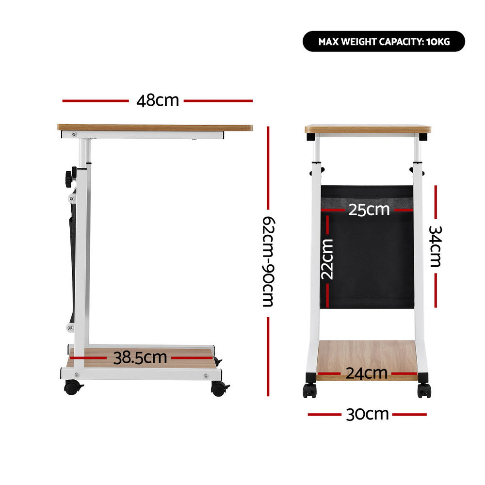 Artiss Laptop Desk Height Adjustable Mobile Workstation Computer Desks 48CM Oak-1