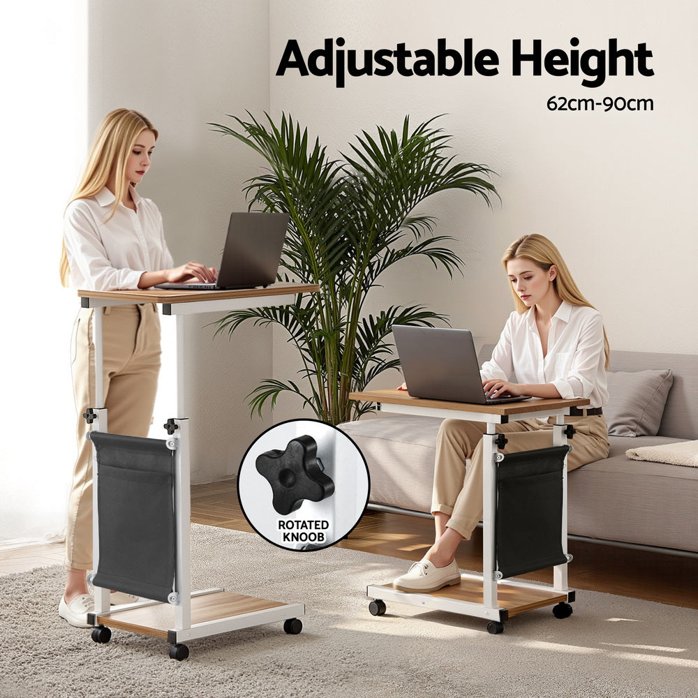 Artiss Laptop Desk Height Adjustable Mobile Workstation Computer Desks 48CM Oak-4