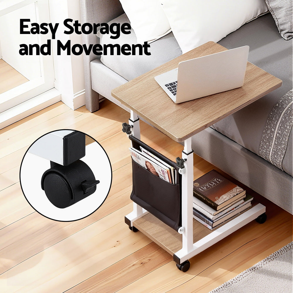 Artiss Laptop Desk Height Adjustable Mobile Workstation Computer Desks 48CM Oak-5