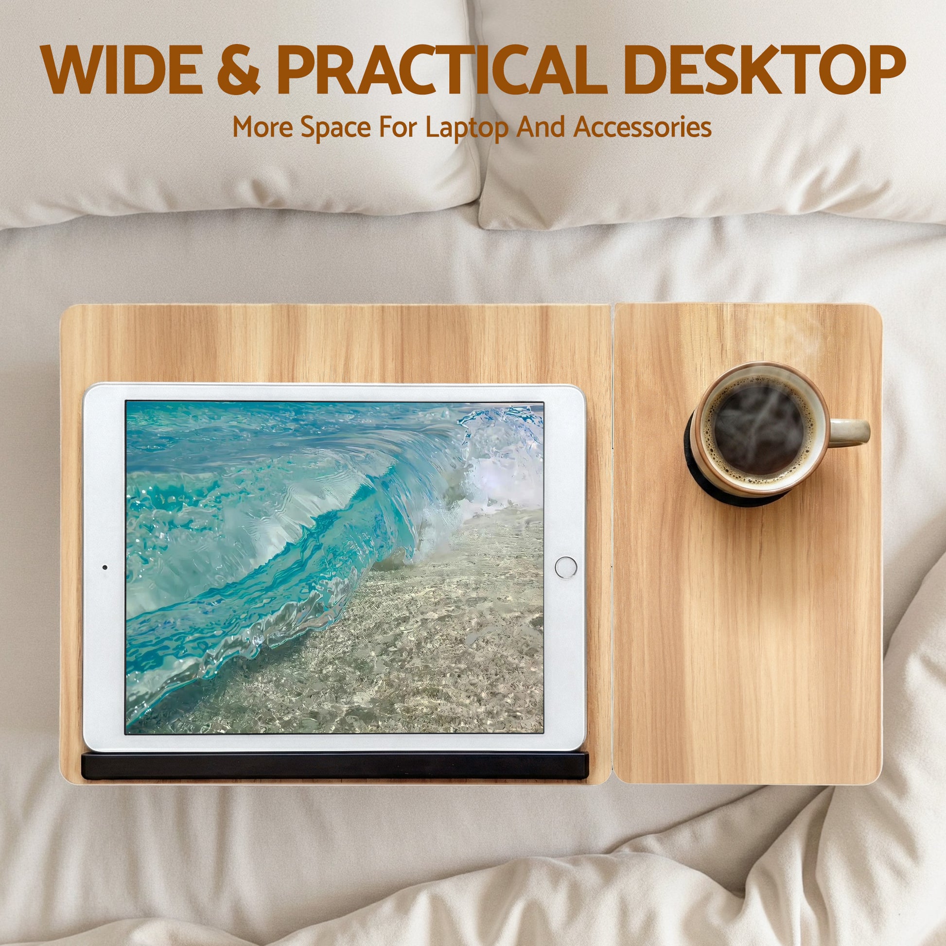 Artiss Laptop Desk Bed Table Foldable Portable Desktop Oak-6