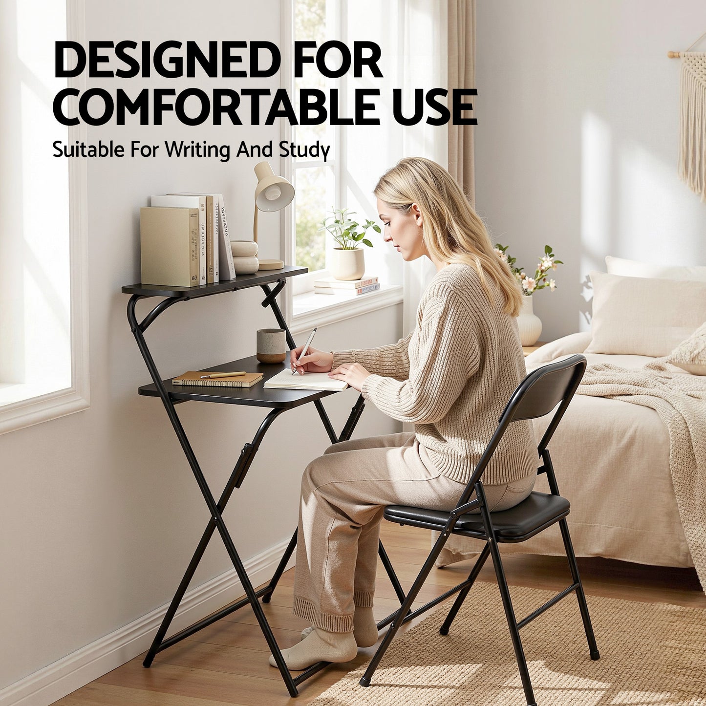 Artiss Laptop Desk Foldable Study Desk Home Office Black-4