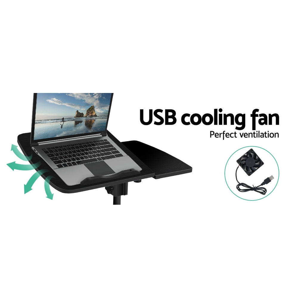 Artiss Laptop Desk Table Fan Cooling Black 60CM-3