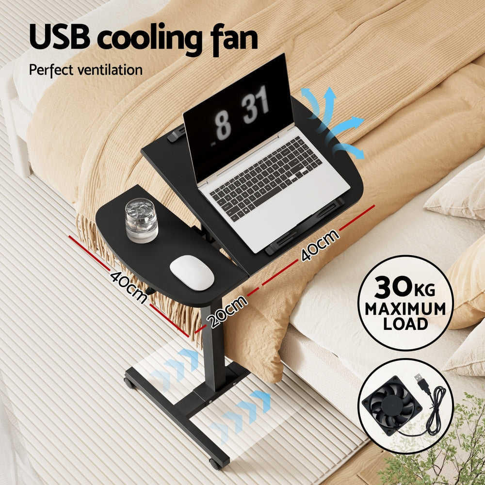 Artiss Laptop Desk Table Fan Cooling Black 60CM-3