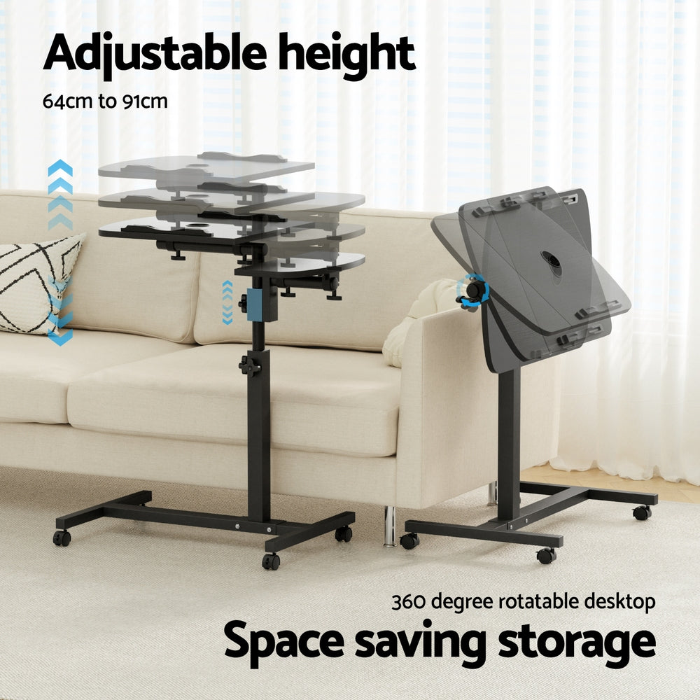 Artiss Laptop Desk Table Fan Cooling Black 60CM-4