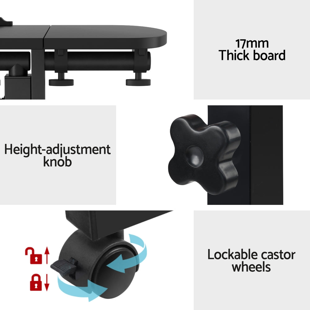 Artiss Laptop Desk Table Fan Cooling Black 60CM-5