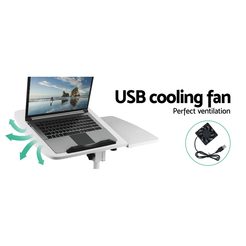 Artiss Laptop Desk Table Fan Cooling White 60CM-3