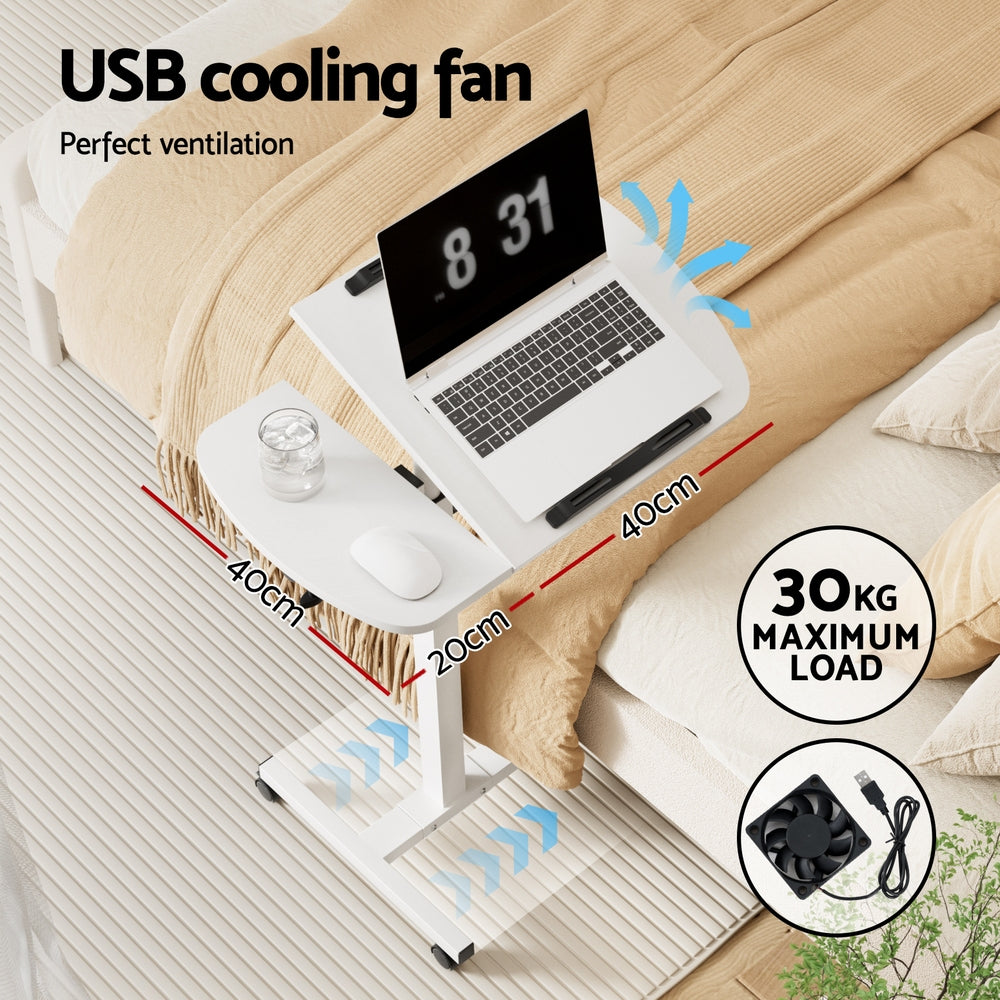 Artiss Laptop Desk Table Fan Cooling White 60CM-3