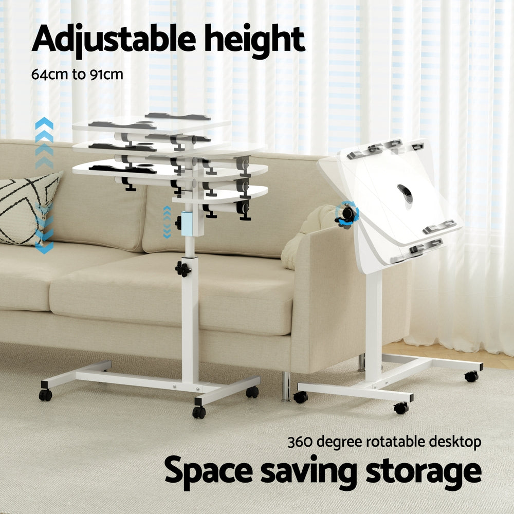 Artiss Laptop Desk Table Fan Cooling White 60CM-4