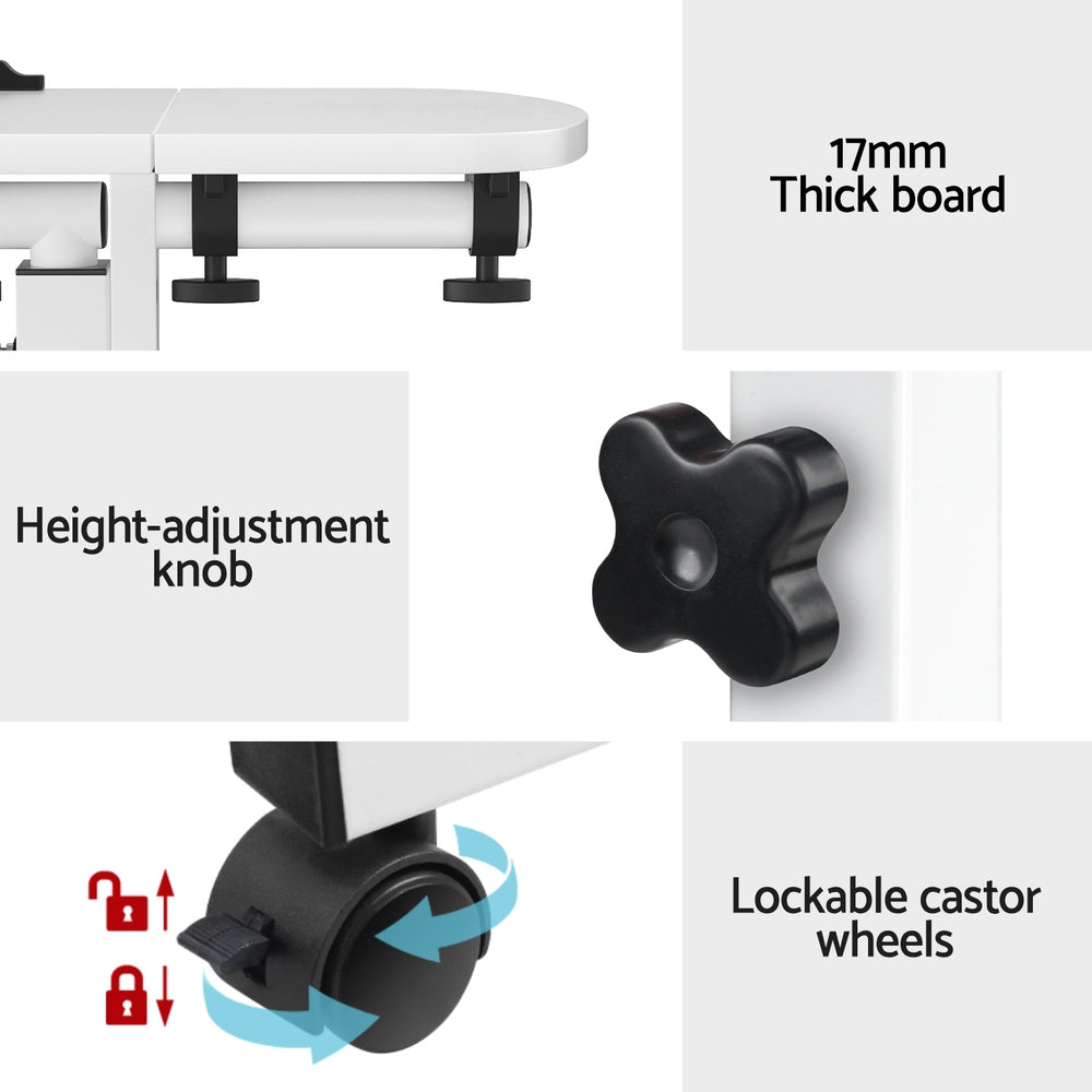 Artiss Laptop Desk Table Fan Cooling White 60CM-5