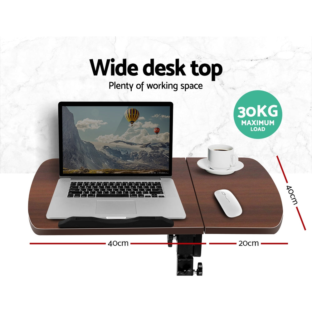 Artiss Laptop Desk Table Fan Cooling Walnut 60CM-2