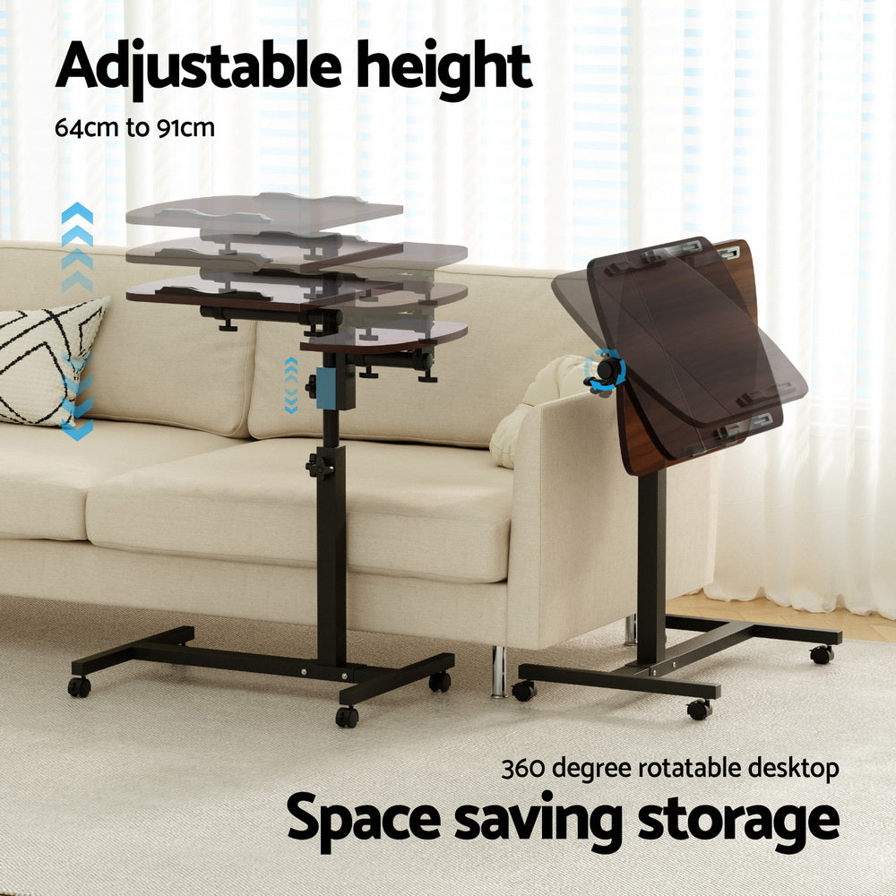 Artiss Laptop Desk Table Fan Cooling Walnut 60CM-4