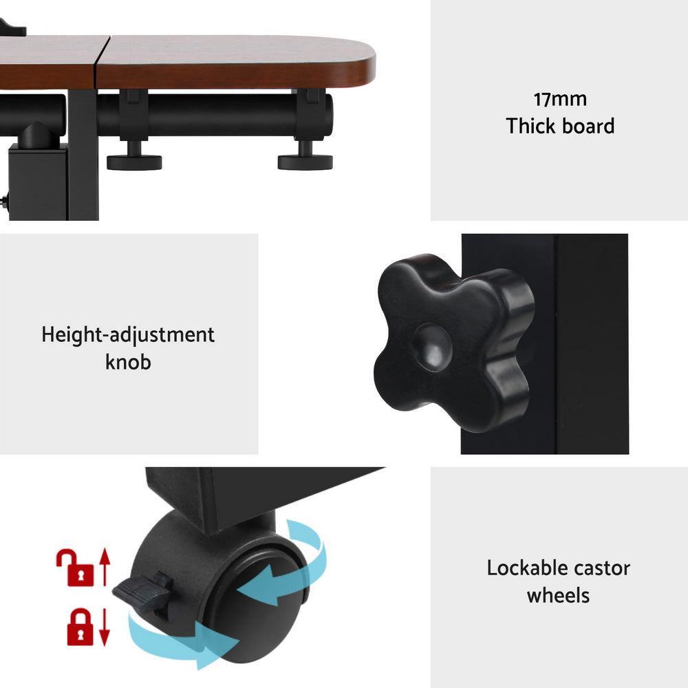 Artiss Laptop Desk Table Fan Cooling Walnut 60CM-5