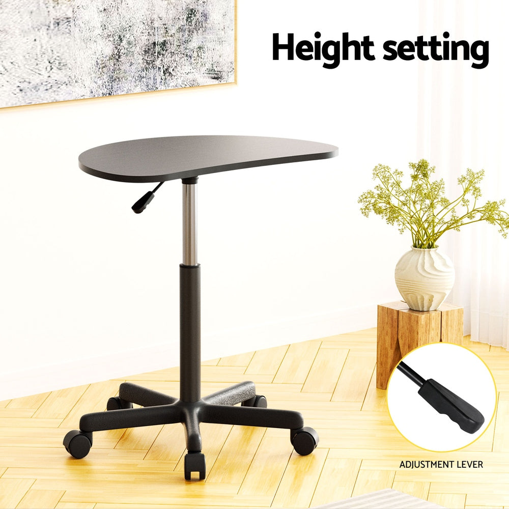 Artiss Laptop Desk Portable Height Adjustable Table Caster Wheels 60CM Black-3