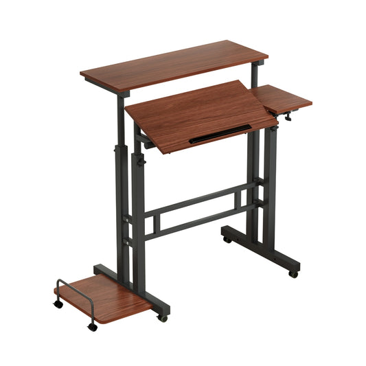 Artiss Laptop Desk Table Adjustable Dark Wood 80CM-0