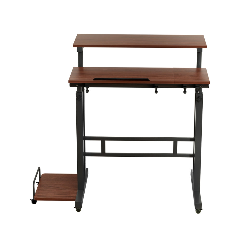 Artiss Laptop Desk Table Adjustable Dark Wood 80CM-2