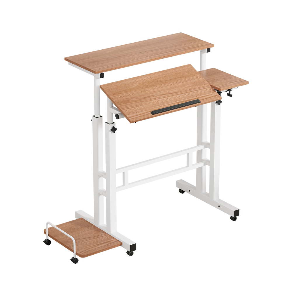 Artiss Laptop Desk Table Adjustable Light Wood 80CM-0