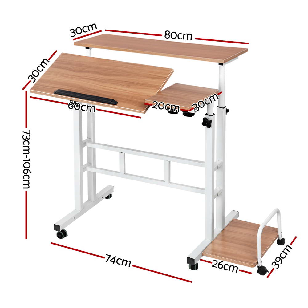 Artiss Laptop Desk Table Adjustable Light Wood 80CM-1