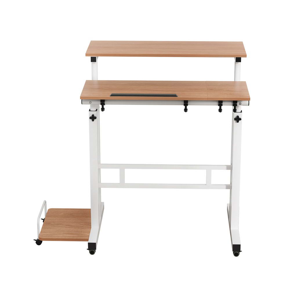 Artiss Laptop Desk Table Adjustable Light Wood 80CM-2