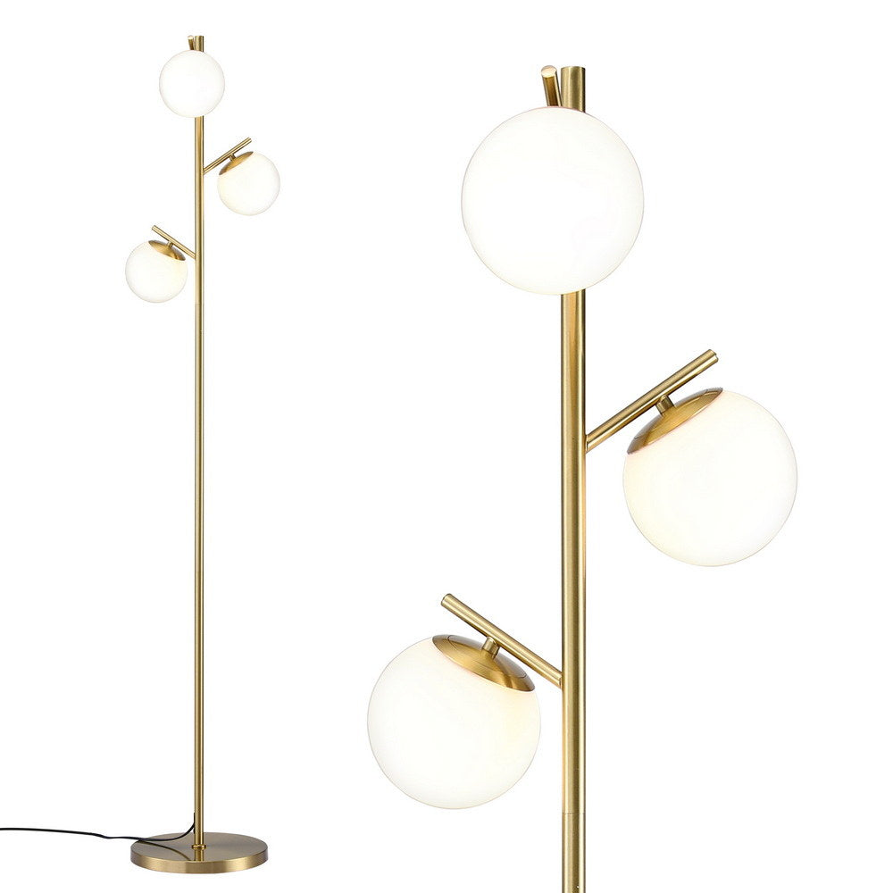 Artiss 3-Light Tree Floor Lamp 165cm Tall Standing Light with Sphere Glass Shades for Modern Homes-4