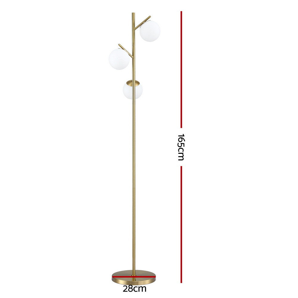 Artiss 3-Light Tree Floor Lamp 165cm Tall Standing Light with Sphere Glass Shades for Modern Homes-5