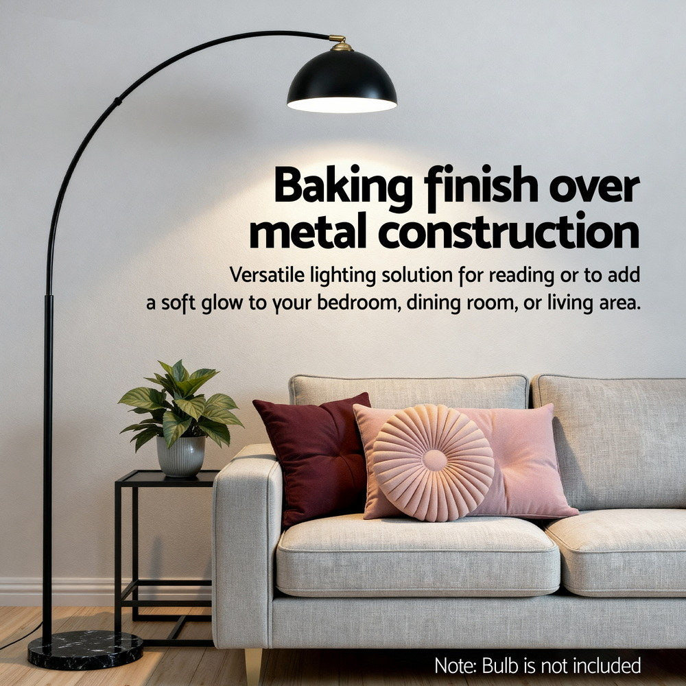 Artiss Modern Arched Floor Lamp Black Standing Heavy-Duty Marble Base for Living Room Bedroom-1