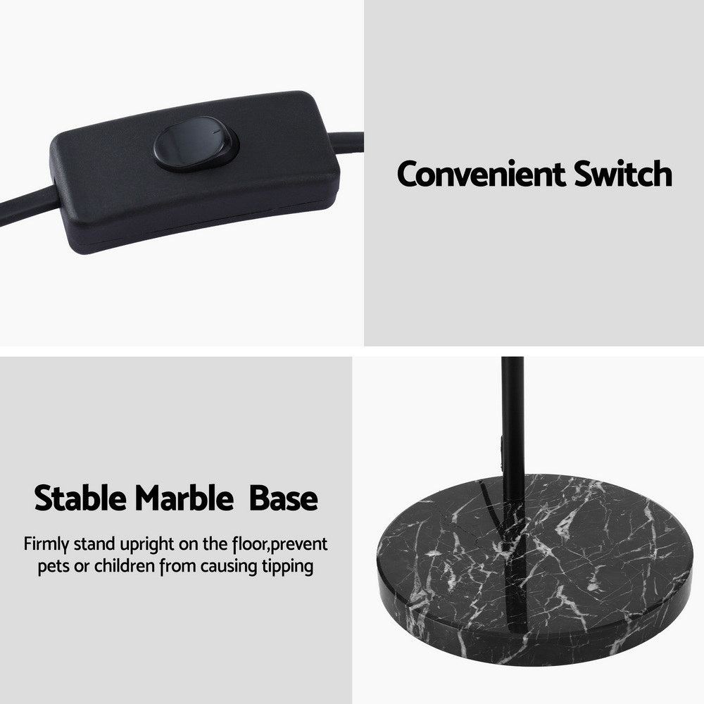 Artiss Modern Arched Floor Lamp Black Standing Heavy-Duty Marble Base for Living Room Bedroom-3