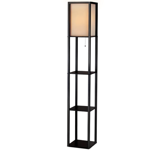 Artiss Floor Lamp 3 Tier Shelf Shelf Storage LED Light Stand Home Room Vintage Black-0