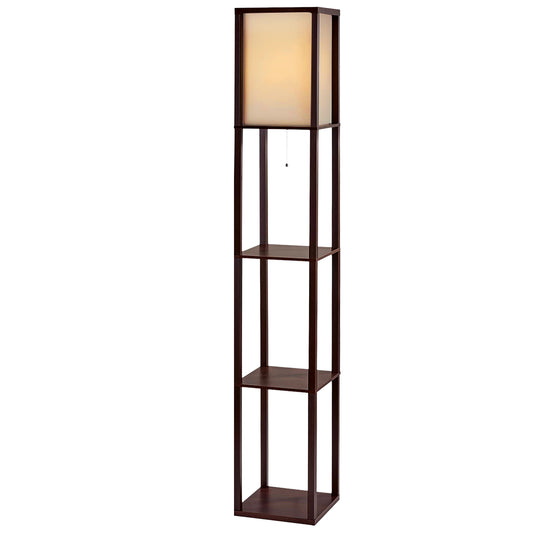 Artiss Floor Lamp 3 Tier Shelf Storage LED Light Stand Home Room Vintage Brown-0