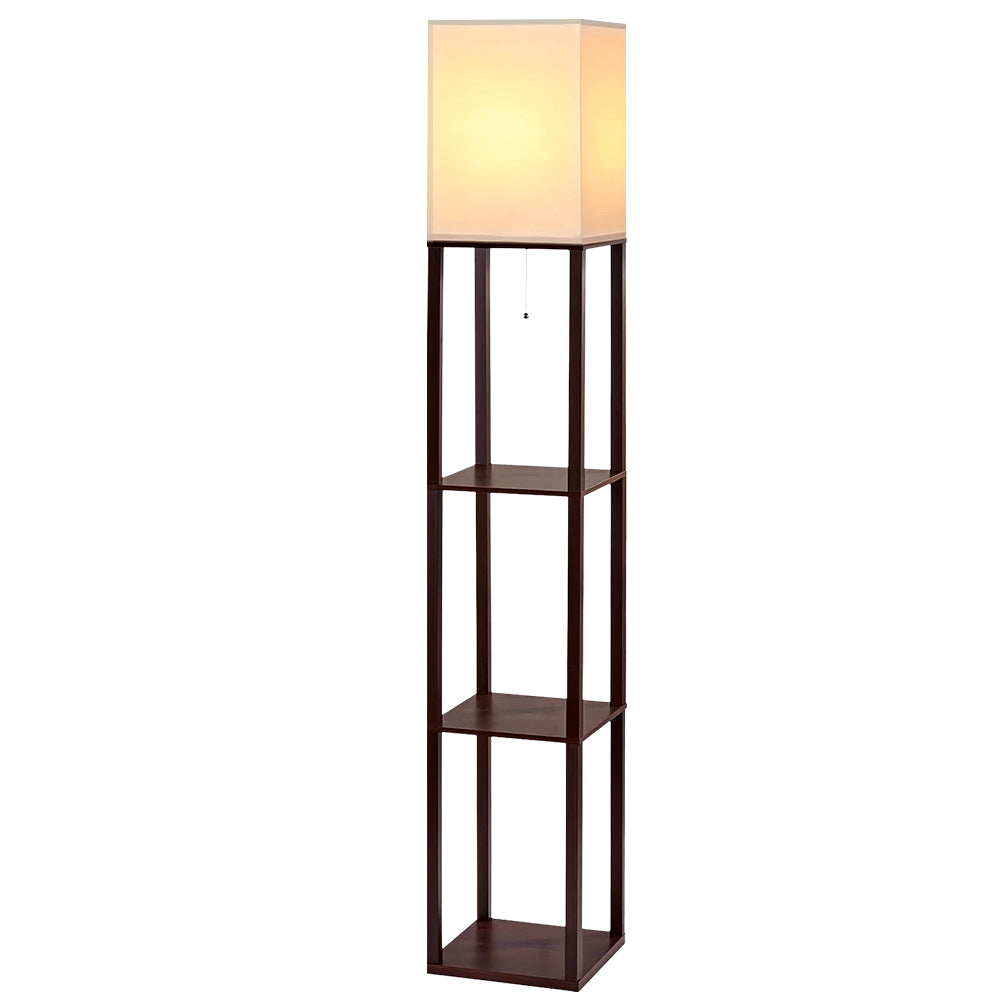 Artiss Floor Lamp 3 Tier Shelf Storage LED Light Stand Home Room Vintage White-0