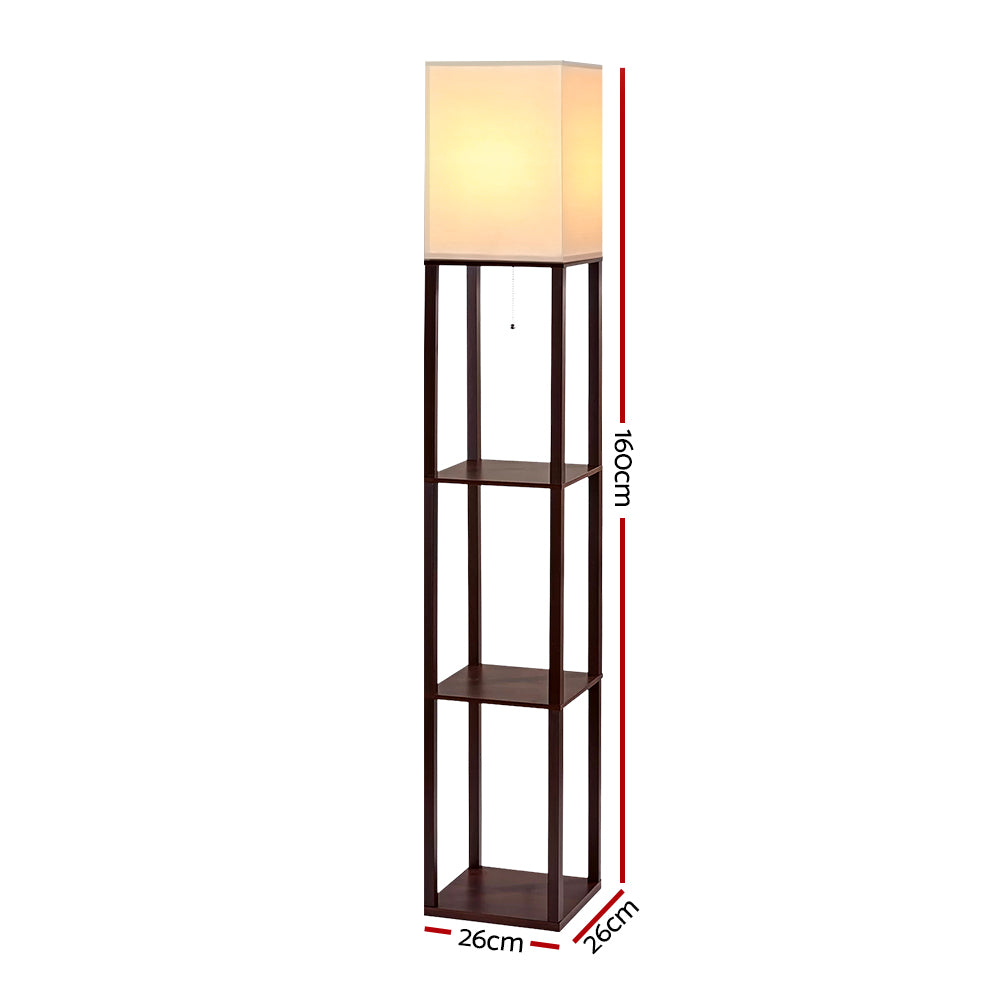 Artiss Floor Lamp 3 Tier Shelf Storage LED Light Stand Home Room Vintage White-1