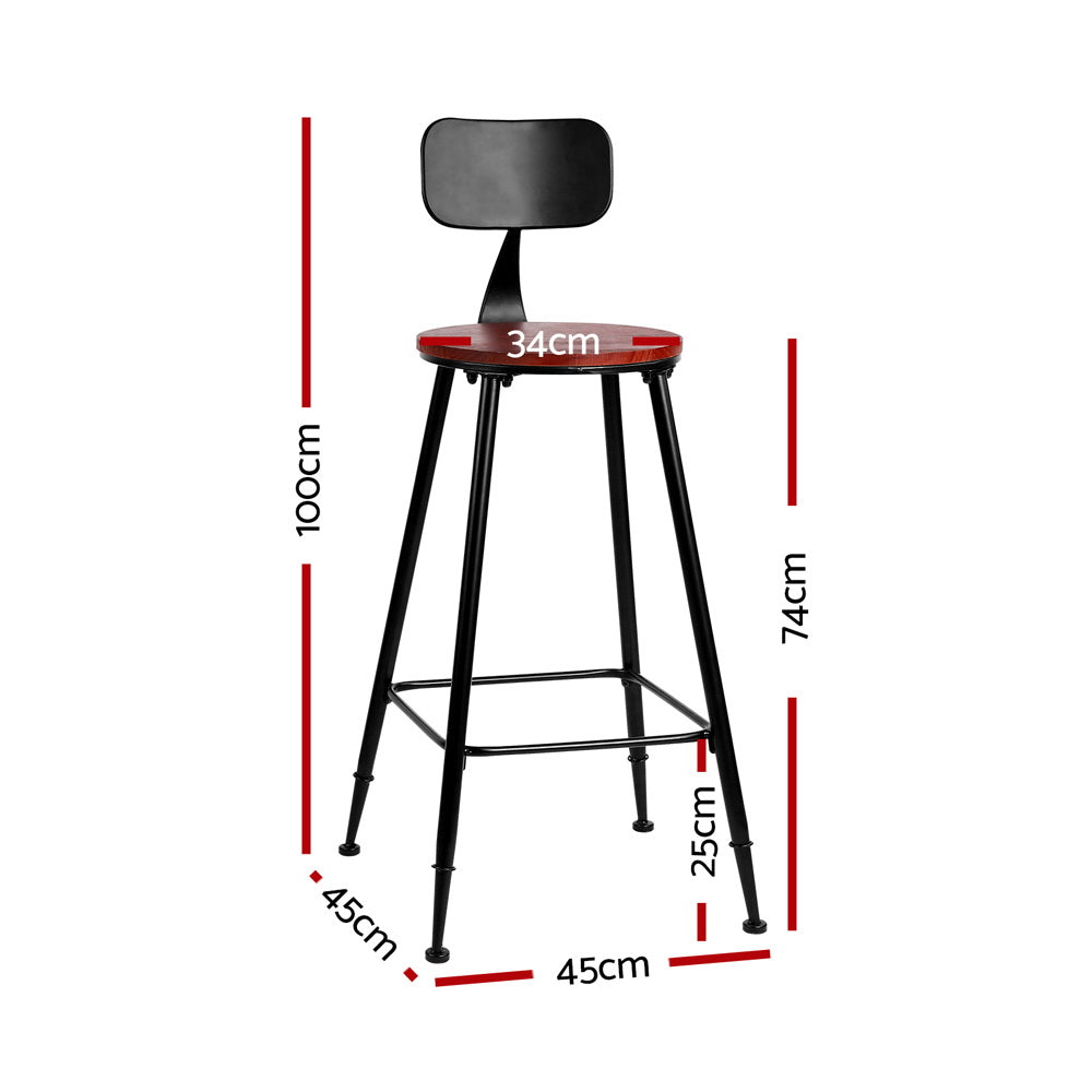 Artiss 2x Bar Stools Vintage Metal Chairs-1