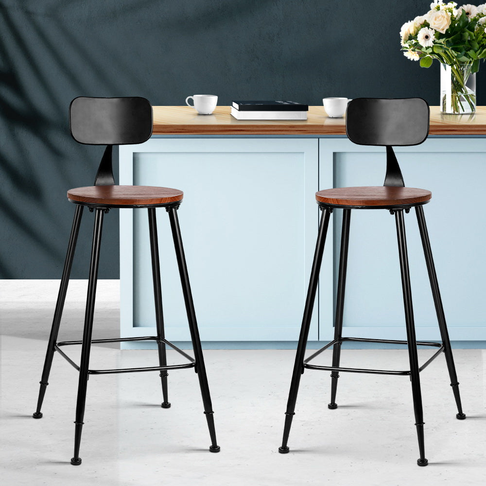 Artiss 2x Bar Stools Vintage Metal Chairs-7