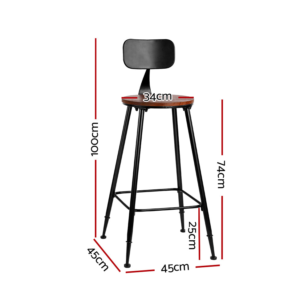 Artiss 4x Bar Stools Vintage Metal Chairs-1