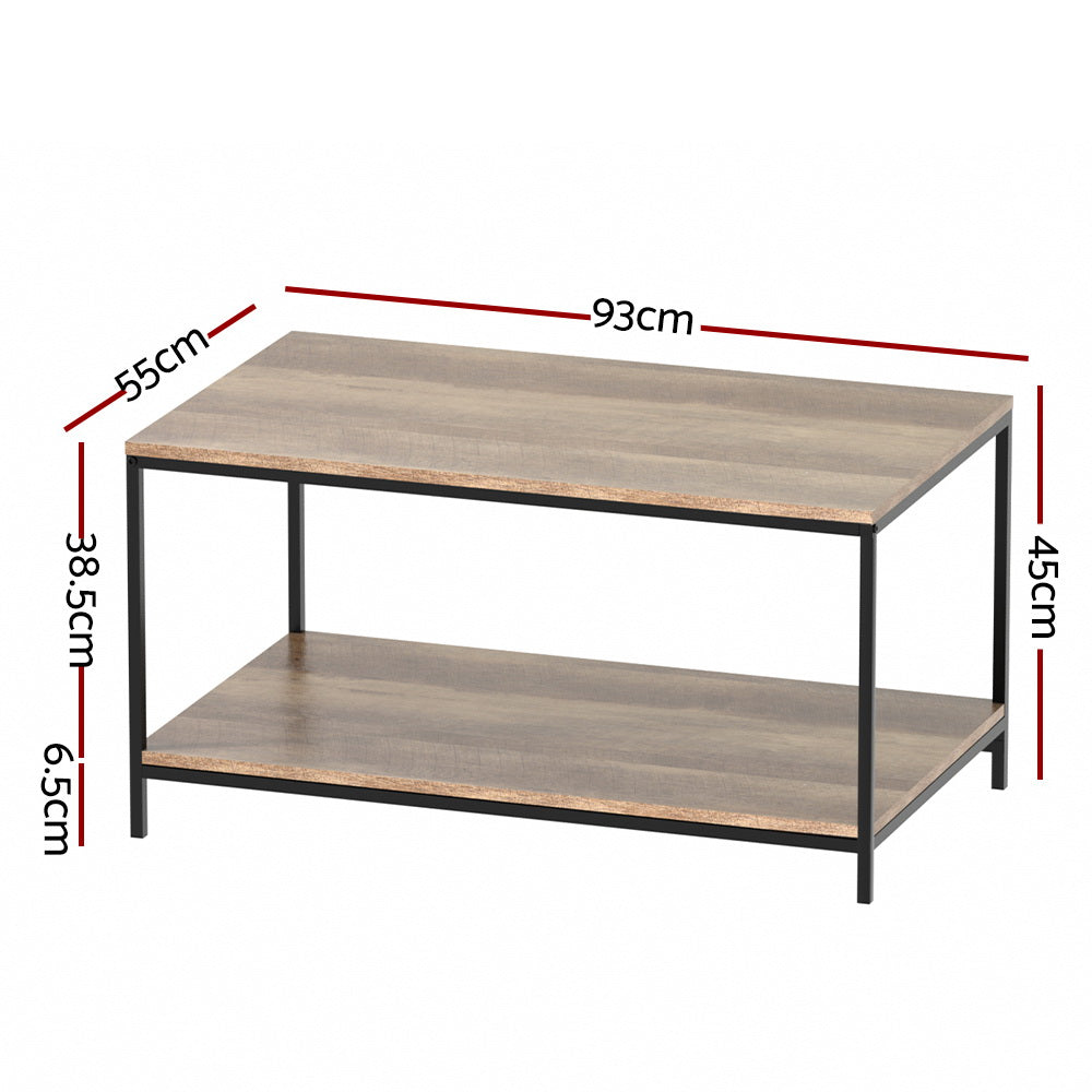 Artiss Coffee Table Rectangular 93CM Walnut Olin-1