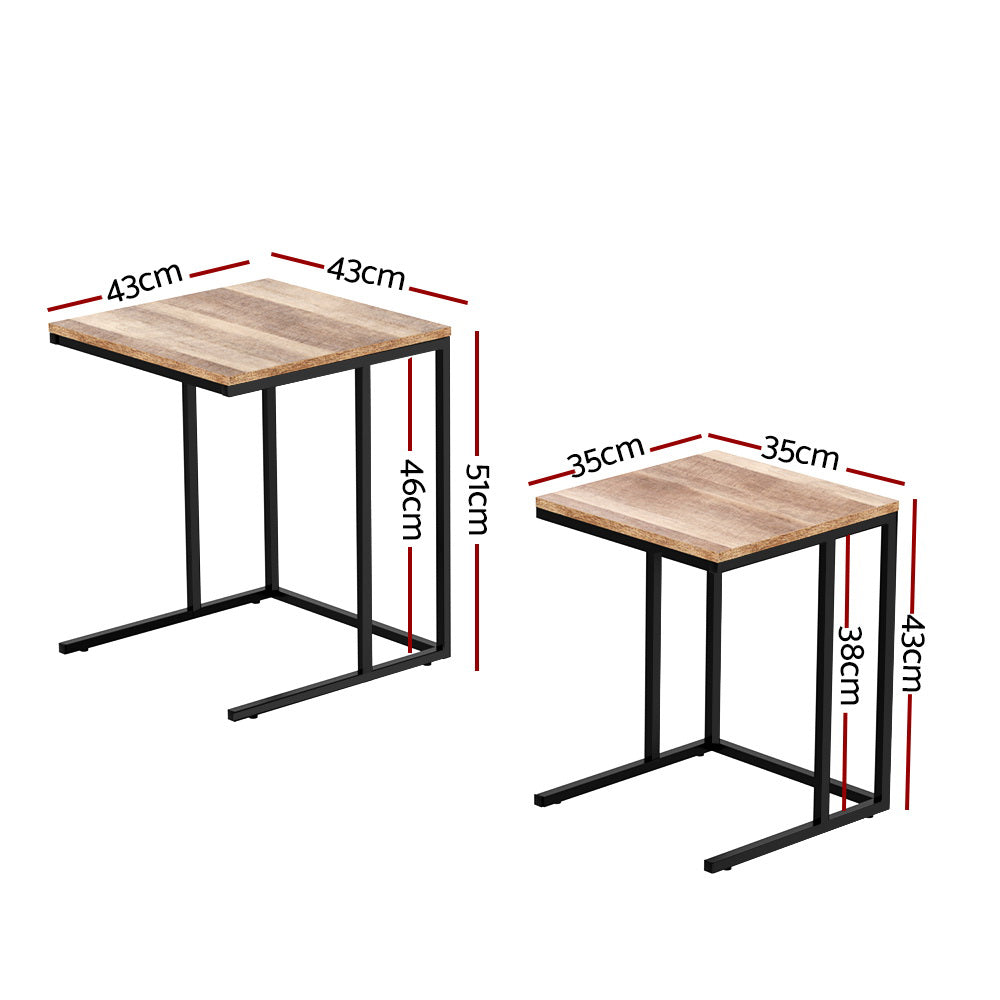 Artiss Nesting Coffee Table Sef of 2 Walnut Brok-1