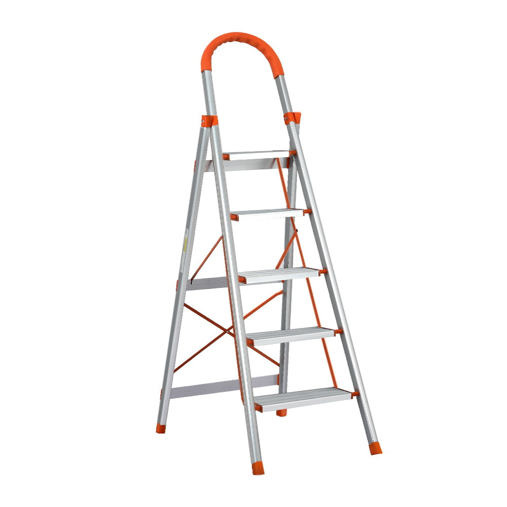 Giantz 5 Step Ladder Multi-Purpose Folding Aluminium Light Weight Non Slip Platform-0