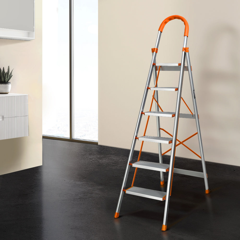 Giantz 6 Step Ladder Multi-Purpose Folding Aluminium Light Weight Non Slip Platform-7