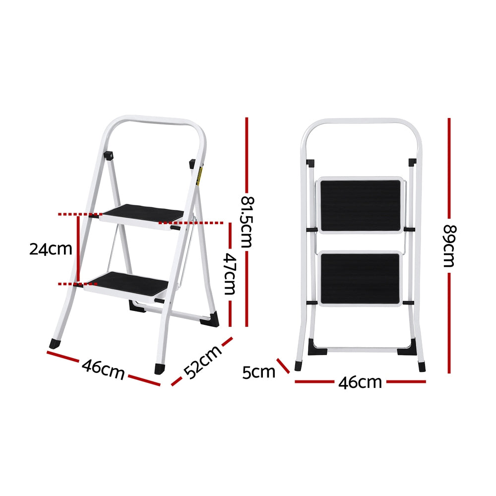 Giantz 2 Step Ladder Multi-Purpose Folding Steel Light Weight Platform-1