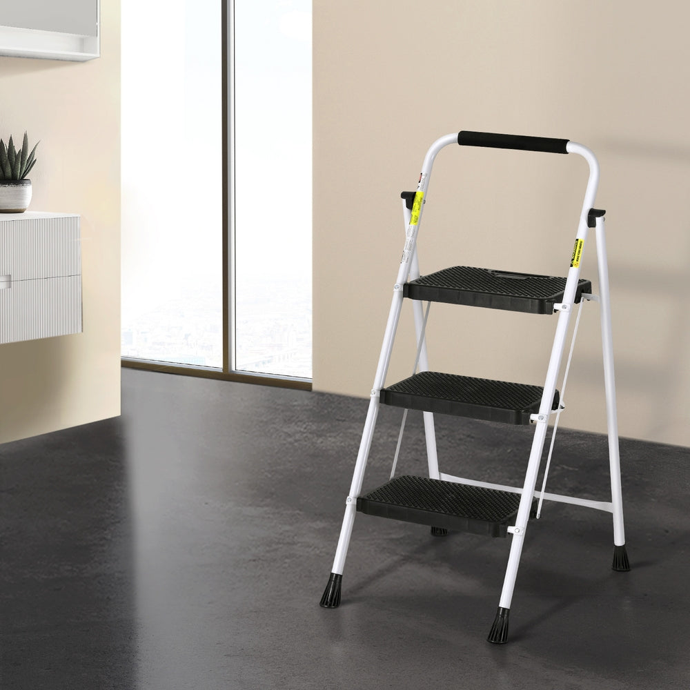 Giantz 3 Step Ladder Multi-Purpose Folding Steel Light Weight Platform-4