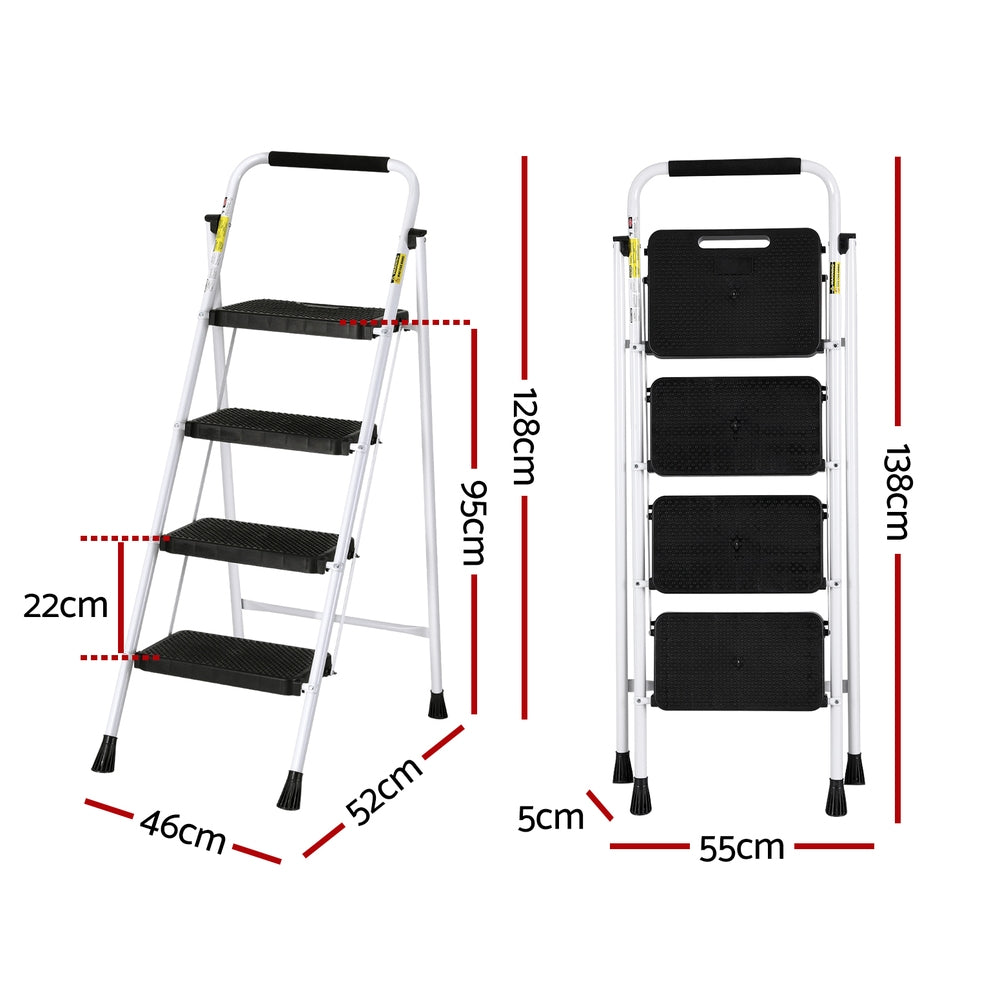 Giantz 4 Step Ladder Multi-Purpose Folding Steel Light Weight Platform-1