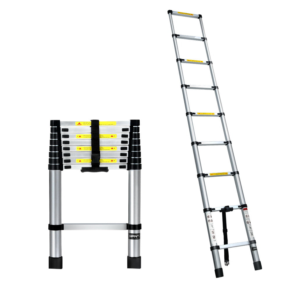 Giantz 2.6M Telescopic Ladder Aluminium Extension Extendable Steps Adjustable Height-0