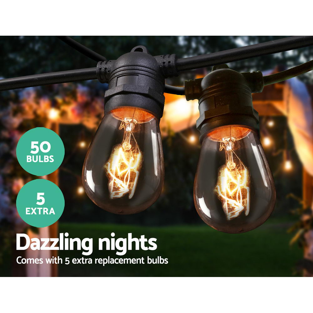 47m LED Festoon String Lights Outdoor Christmas Wedding Waterproof Garden Decor-2