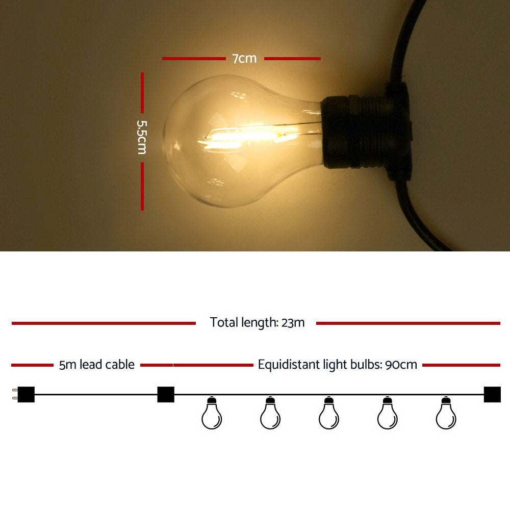 23m LED Festoon String Lights Outdoor Christmas Decorations Wedding Garden Party-1