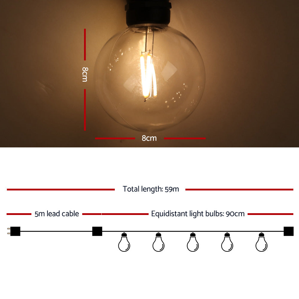 Jingle Jollys 59m LED Festoon Lights Sting Lighting Kits Wedding Outdoor Party-1