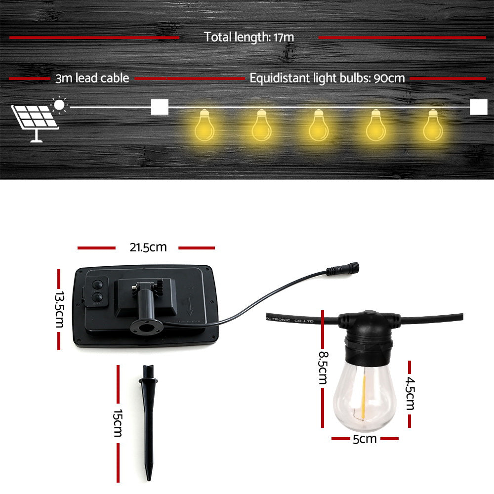 17m Solar Festoon Lights Outdoor LED String Light Christmas Party Garden Decor-1